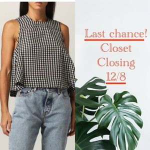 GANNI seersucker plaid blouse, 42 EU